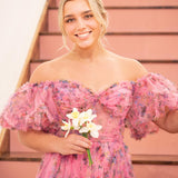 Sydney |A Line Off The Shoulder Floral Tulle Prom Dress