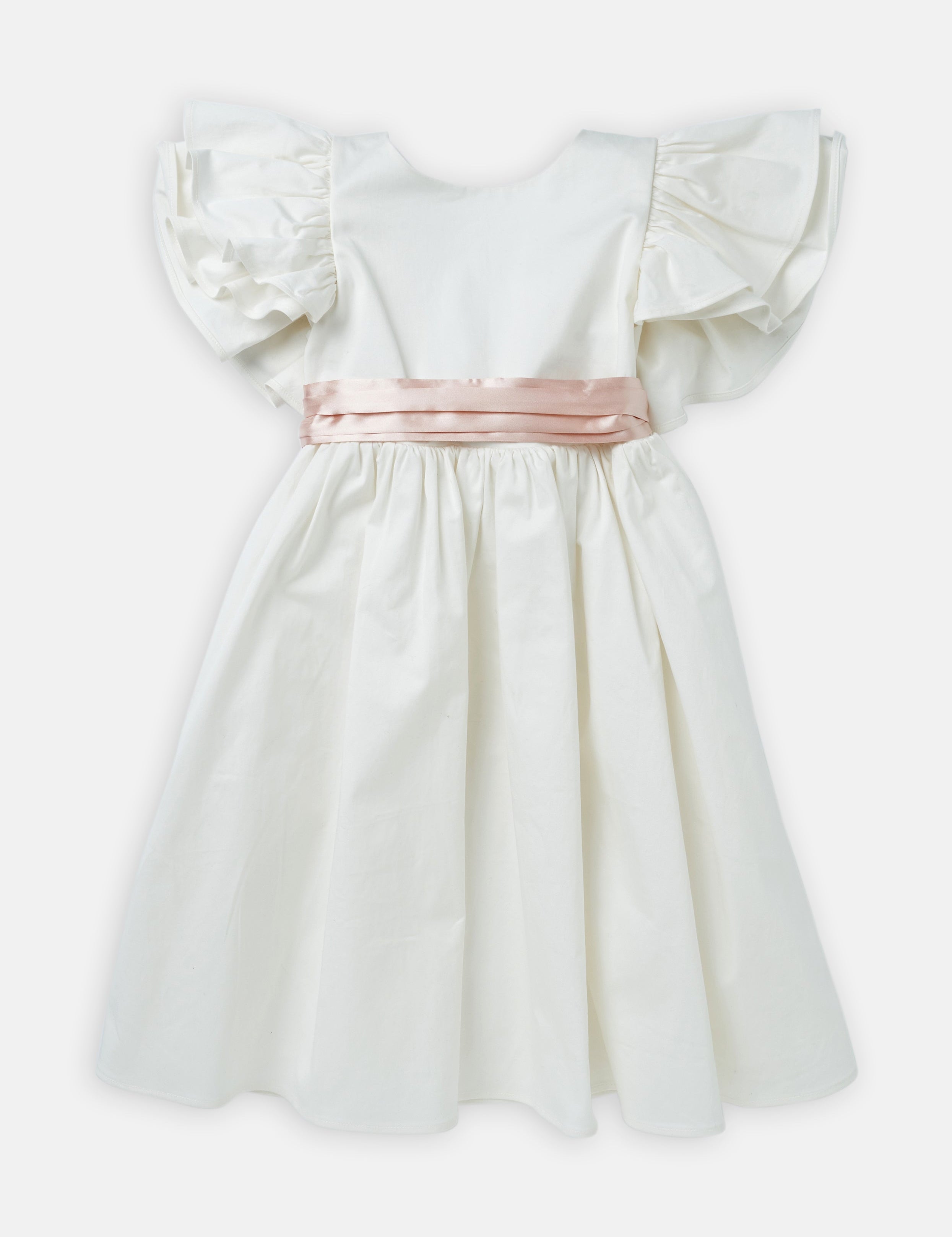 Stacy Ruffle Dress with Soft Pink Sash