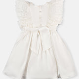 Lace Sleeve Satin Flower Girl Dress