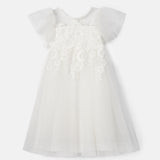 Cascade Mesh Sleeves Lace Flower Girl Dress