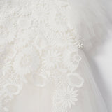 Cascade Mesh Sleeves Lace Flower Girl Dress