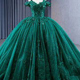 Quinceanera Dress Appliques Dark Green Evening Dresses Sweetheart Sleeveless Ball Gown