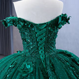 Quinceanera Dress Appliques Dark Green Evening Dresses Sweetheart Sleeveless Ball Gown