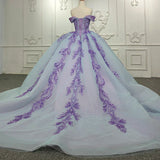 Quinceanera Dress Charming Off-the-shoulder Prom Dresses Appliques Lace Up Ball Gown with Sequins