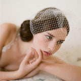 Vintage Ivory Mesh Birdcage Wedding Veils with Tiny Crystals