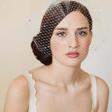 Vintage Ivory Mesh Birdcage Wedding Veils with Tiny Crystals