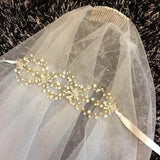 Traditional Drop Veil Blusher Wedding Veil with Crystal Headpiece