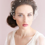 Vintage Ivory Mesh Birdcage Wedding Veils with Pearls