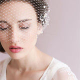 Vintage Ivory Mesh Birdcage Wedding Veils with Pearls