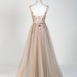 Corset Lace Floor Length Tulle Applique Prom Dress