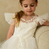 Emma Appliqued Tulle Floral Girl Dress