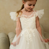 Emma Appliqued Tulle Floral Girl Dress