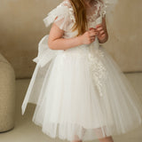 Emma Appliqued Tulle Floral Girl Dress