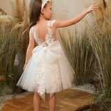 Olivia Appliqued Tulle Flower Girl Dress