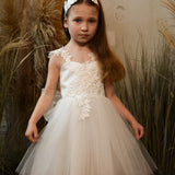 Olivia Appliqued Tulle Flower Girl Dress