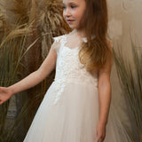 Olivia Appliqued Tulle Flower Girl Dress