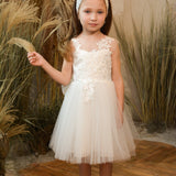 Olivia Appliqued Tulle Flower Girl Dress