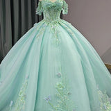 Quinceanera Dress Exquisite Princess Ball Gown Cap sleeve Quinceanera Dresses with 3D Appliques