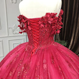 Quinceanera Dress Exquisite Red Pearls Sleeveless Quinceanera Dresses 3D Appliques Party Dresses