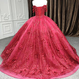 Quinceanera Dress Exquisite Red Pearls Sleeveless Quinceanera Dresses 3D Appliques Party Dresses