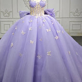 Quinceanera Dress Exquisite Spaghetti Straps Quinceanera Dresses Sleeveless Ball Gown with Butterfly Appliques and Bowknot