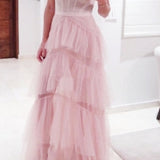 Princess Hot Pink Tiered Tulle Prom Dress