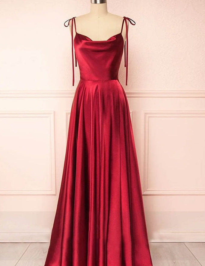 Sweet A-line Cowl Neck Silk Long Prom Dress