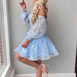 Lorna |A Line Sweetheart Corset Homecoming Dress with Sleeves