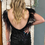 Tina |Sheath V-Neck Feathered Sequins Homecoming Dress