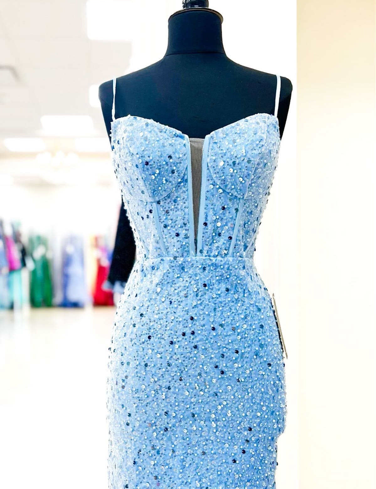 Briella |Bodycon Spaghetti Straps Sequins Homecoming Dress