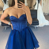 Sweetheart Blue A-Line Short Party Dress