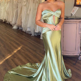 Brylee| Sweetheart Satin Mermaid Long Prom Dress