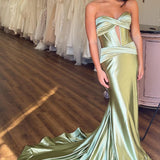 Brylee| Sweetheart Satin Mermaid Long Prom Dress