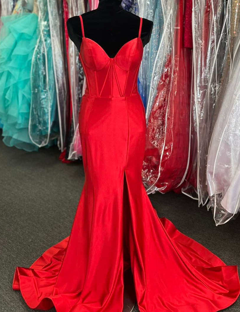 Nancy | Hot Pink Satin Simple Mermaid Prom Dress