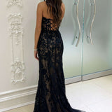 Itzayana | Sweetheart Black Lace Appliques Mermaid Prom Dress