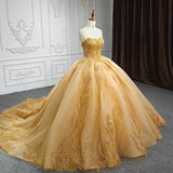 Quinceanera Dress Gold Beading Formal Long Evening Dress Spaghetti Straps Ball Gown