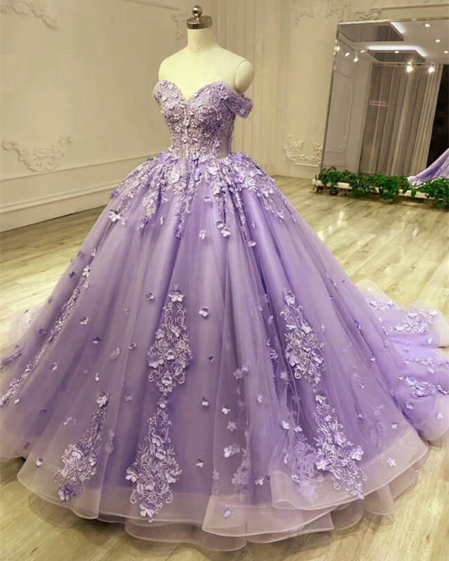 Acacia | Lace Sky Blue Off the Shoulder Ball Gown Quinceanera Dresses