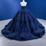 Quinceanera Dress Graceful Backless Ball Gown Navy Blue Prom Dresses