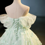 Quinceanera Dress Green Tulle A-Line Lace Long Prom Dress Green Lace Long Sweet Dress