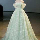 Quinceanera Dress Green Tulle A-Line Lace Long Prom Dress Green Lace Long Sweet Dress