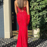 Evie |Mermaid Sweetheart Neck Lace Long Prom Dress With Appliques