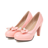 Retro Bow Pearl High Heels Shoes