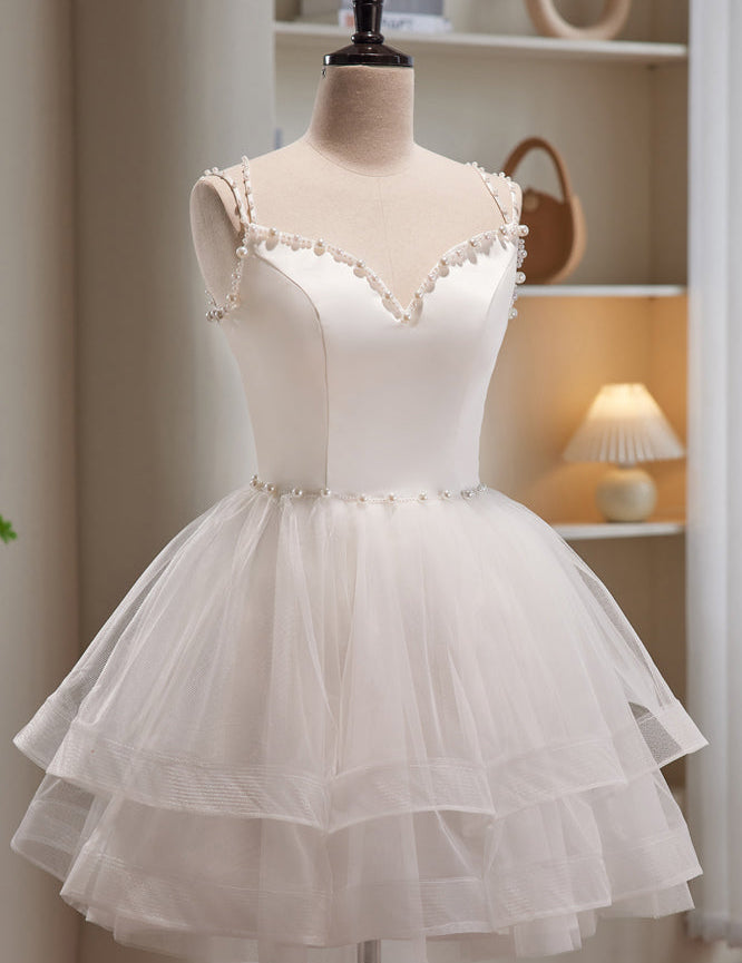 Phoebe |A-line Spaghetti Straps Tulle Short Homecoming Dresses