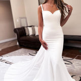 Long Chiffon Boho Wedding Dress Sweetheart Backless