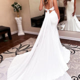 Long Chiffon Boho Wedding Dress Sweetheart Backless