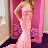 Melanie | Pink One-Shoulder Cutout Trumpet Long Prom Dress