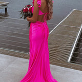 Violet Flutter Sleeve Cutout Mermaid Fitted Gown