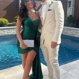 Lorie | Metallic Green One-Shoulder Ruched Homecoming Dress