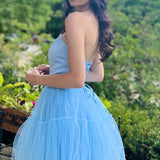 Vandalia | Sky Blue Strapless Lace-Up A-Line Homecoming Dress