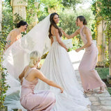 Mismatched Sheath Silk Blush Long Bridesmaid Dress